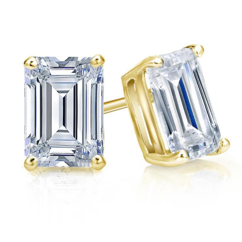 Stud High Quality 14K Yellow Plated Of 1 Mic In 925 Sterling Silver Emerald Cut Cubic Zirconia Women's Earring For Gift, Golden;silver
Stud High Quality 14K Yellow Plated Of 1 Mic In 925 Sterling Silver Emerald Cut Cubic Zirconia Women's Earring For Gift, Golden;silver