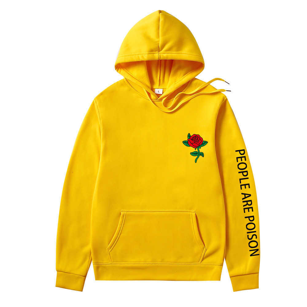 Harajuku Hoodie Men Fashion Red Rose Flower Sweatshirt Autumn Winter Streetwear Men Women Casual Oversized Pullover Clothing H0910