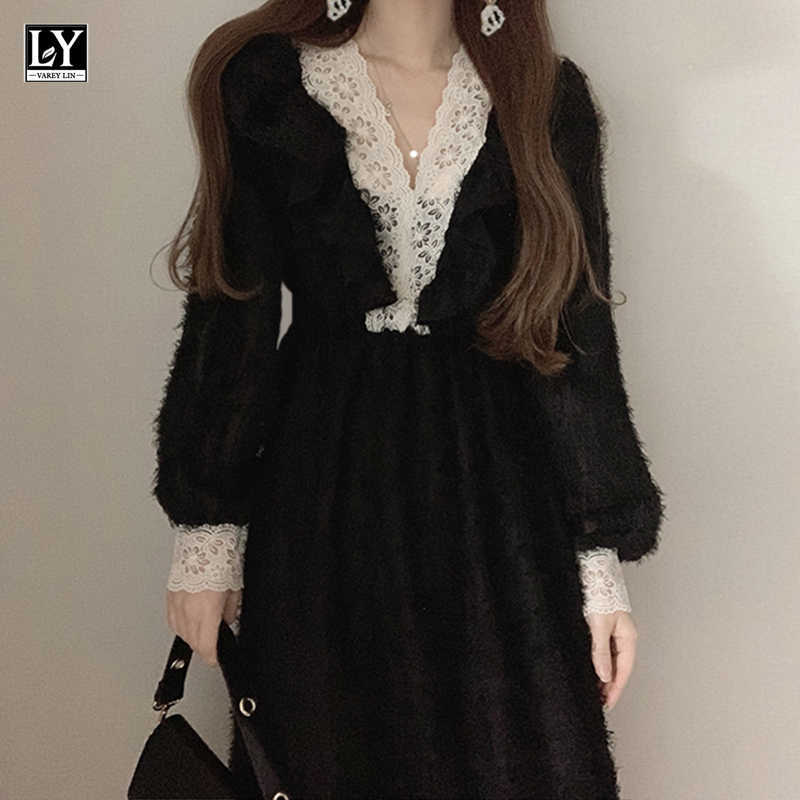 LY VAREY LIN Spring Autumn Women Elegant V-Neck Long Dress Lace Robe Ruffles Bodycon Party Maxi 210526, Black
LY VAREY LIN Spring Autumn Women Elegant V-Neck Long Dress Lace Robe Ruffles Bodycon Party Maxi 210526, Black