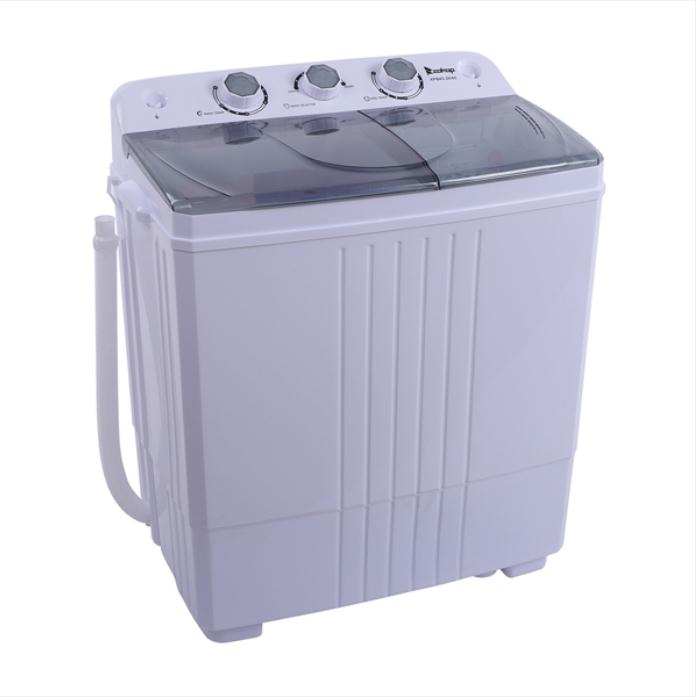 Laundry Products Compact Twin Tub with Built-in Drain Pump XPB45-ZK45 16.5(9.9 6.6)lb Semi-automatic Cover Washing Machine Gray