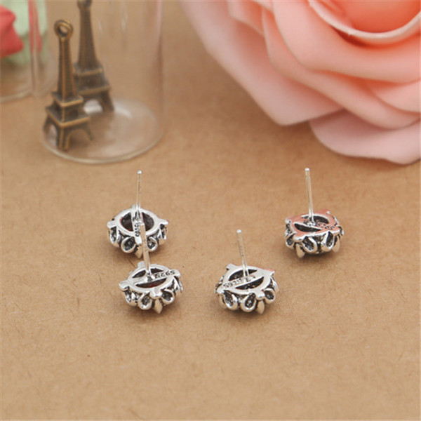 925 sterling silver stud earring with red and black stones American European punk Gothic antique hand-made vintage designer luxury jewelry ear accesso