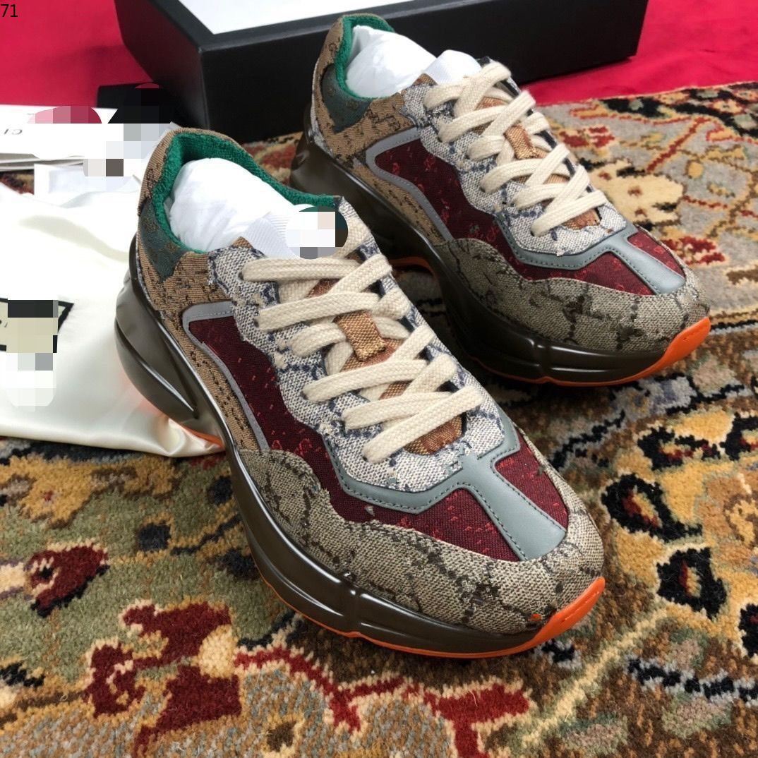 2022 Designer shoes Rhyton Sneakers Beige Men Trainers Vintage Luxury Chaussures Ladies size 35-45 kjmaa25168