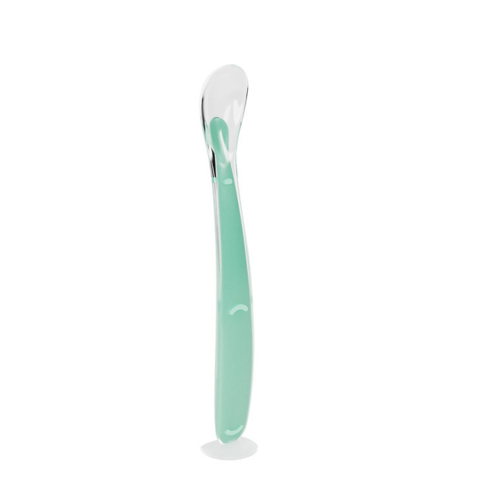 2021 Old Cobbler Newborn Baby Products Silicone Feeding spoon Soft head With suction cup Set box Custom wholesale