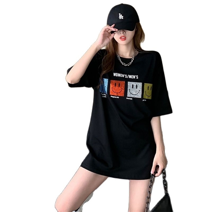 diamond smiley face t-shirt women's short-sleeved loose mid-length top summer Korean fashion clothing 210520, White
diamond smiley face t-shirt women's short-sleeved loose mid-length top summer Korean fashion clothing 210520, White