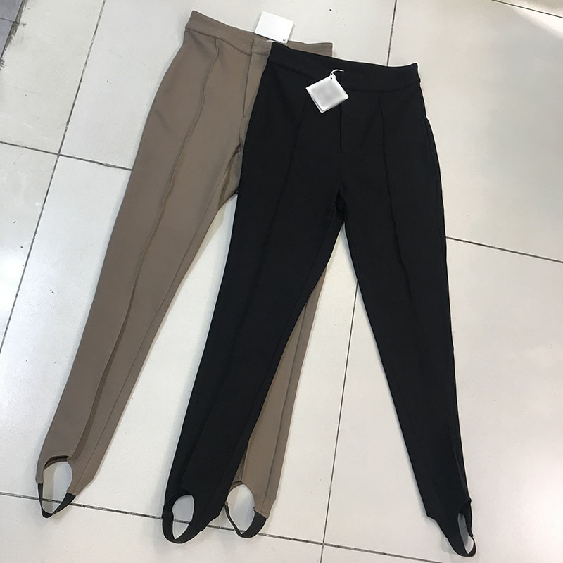 VGH Black Casual Trousers For Women High Waist Minimalist Solid Full Length Pencil Pants Female New Spring Fashion Clothing 210421