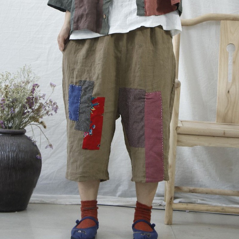 Johnature Cotton Linen Retro Patchwork Elastic Waist All-match Cross-pants Autumn Loose Leisure Women Calf-length Pants 210521, Khaki
Johnature Cotton Linen Retro Patchwork Elastic Waist All-match Cross-pants Autumn Loose Leisure Women Calf-length Pants 210521, Khaki