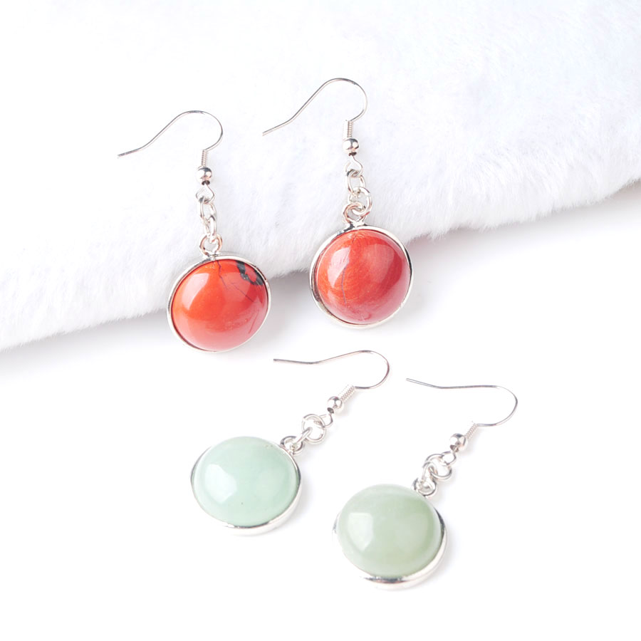 WOJIAER Women Dangle Hook Earring Natural Tigers Eye Agate Crystal Round Gem Stone Drop Earrings Beads Healing Jewellery BR804