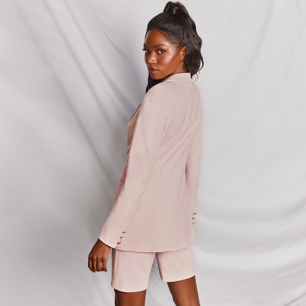 Summer Women Fashion 2 Two Pieces Sets Sexy Long Sleeve Coats & Half Shorts Buttons Celebrity Runway Party 210423