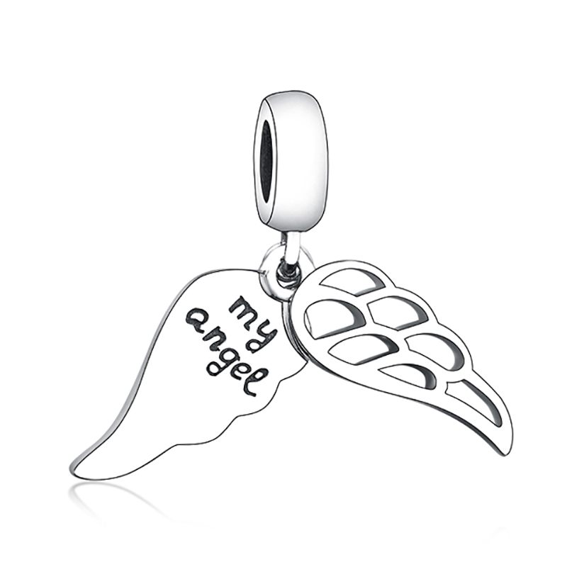 Fit Original Brand Charm Bracelet Necklace 925 Silver Mom Dad Son Angel Wing Fly Bead Dangle Making Family Berloque