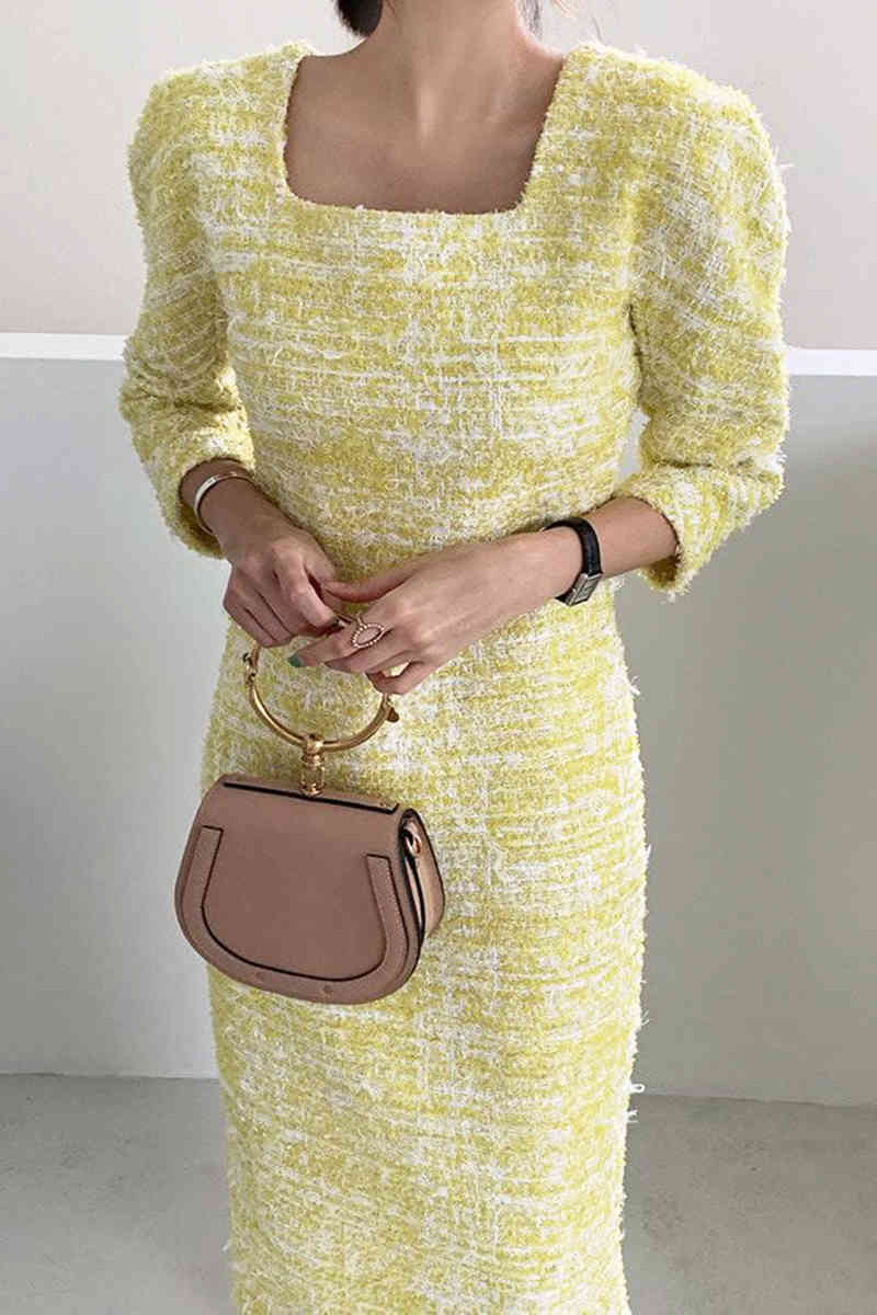 Summer Vintage Woman Dress Square Collar Korean Chic Casual Maxi Dresses Female Elegant Slim Vestidos 210519