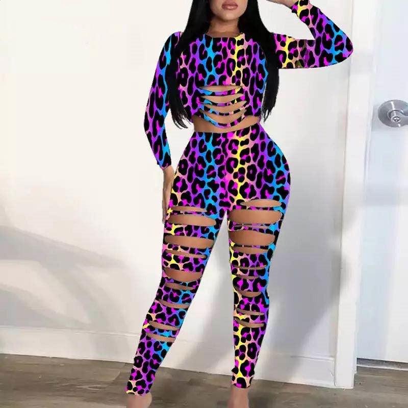 Leopard Print Two Piece Set Women Hollow Out Long Sleeve Crop Top High Waist Elastic Pants Suit Female Sexy Clubwear Tracksuit Women' Track, Tiger
Leopard Print Two Piece Set Women Hollow Out Long Sleeve Crop Top High Waist Elastic Pants Suit Female Sexy Clubwear Tracksuit Women' Track, Tiger