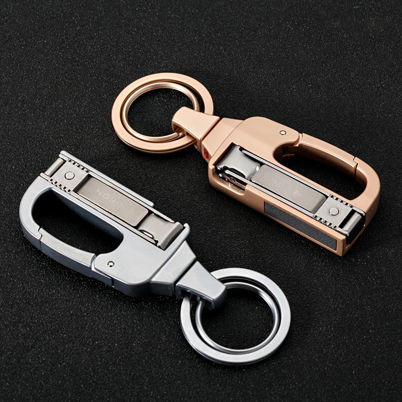 Jobon Men Key Chain Knife Multifunction Folding Clipper Car Chains Tool Metal Rings Holder High Quality Fathers Day Gift 220221