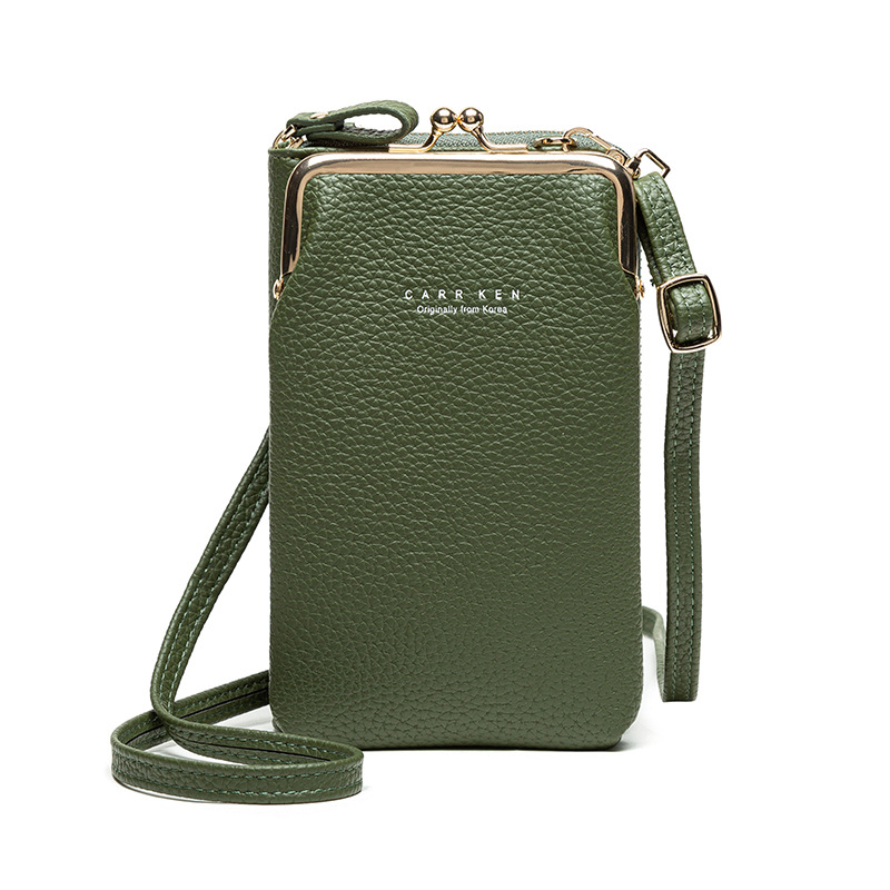 Wholesale ladies leather shoulder bags street trend vertical woman coin purse Joker solid color leather mobile phone bag Candy-colored fashion storage wallet