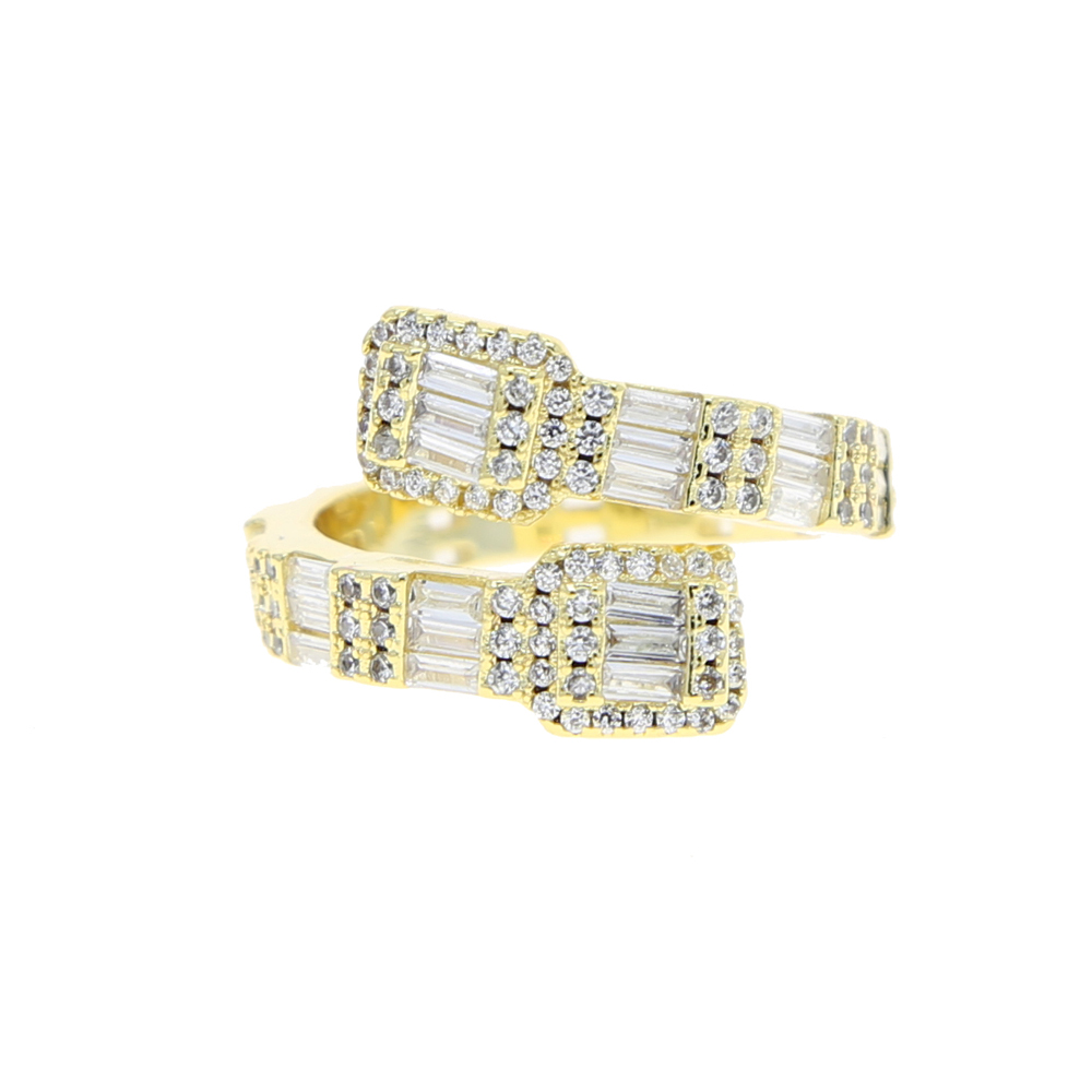 5A Rectangle Cubic Zirconia Paved Hip Hop Ring Geometric Fashion Women Men Finger Jewelry Iced Out Bling CZ Rings