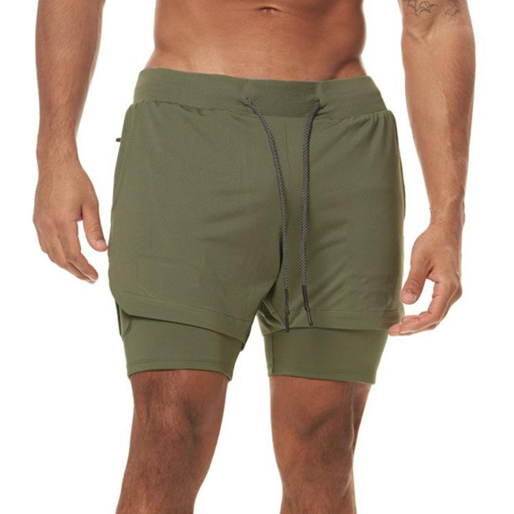 Running Shorts Male Quick Drying Double-Deck Training Soccer Mens 2 In 1 Sports Fitness Workout Short Gym Tight Sportwear