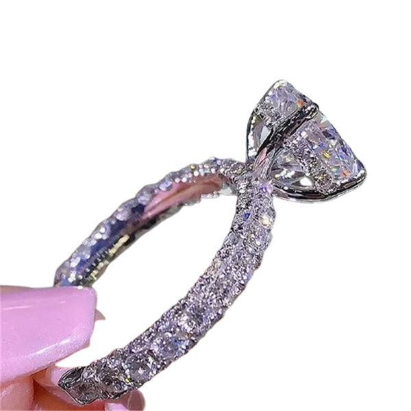 Womens Designer Ring Romantic Zircon Shining Round Stone Wedding Bridal Fashion Jewelry Engagement Rings For Women