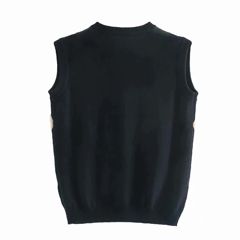 vintage women woolen sweaters autumn plaid ladies knitted fashion female soft knitwears v neck girls knits 210527