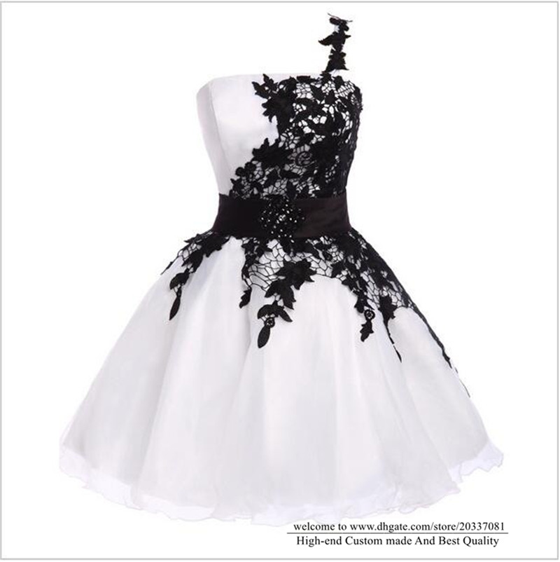 Sweet Sexy A-Line One-Shoulder Mini Homecoming Dress 2021 Crystal Appliques Tulle Lace Up Plus Size Graduation Cocktail Prom Party Gown H07