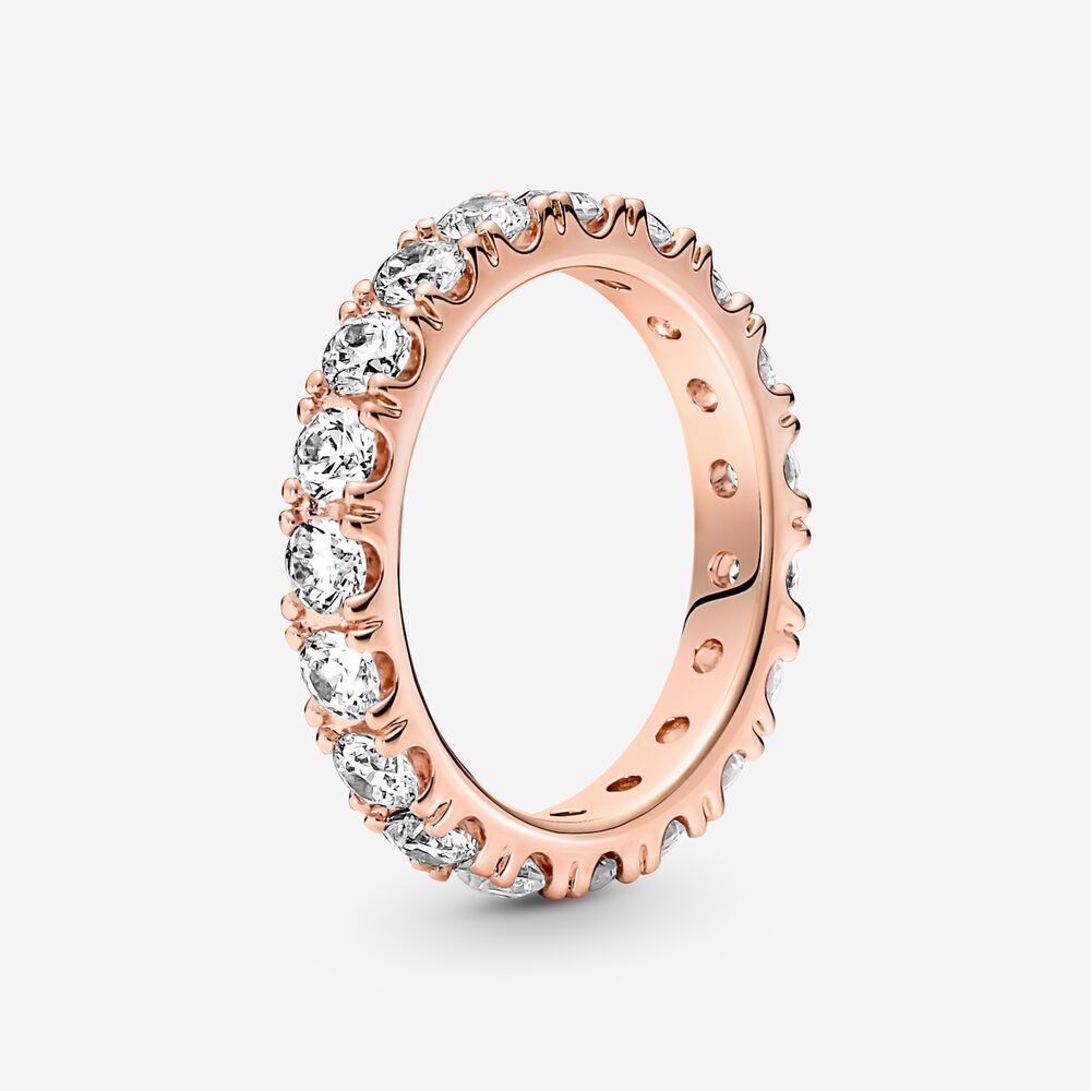 Rose Gold Plated Sparkling Row Eternity Ring with Clear Cubic Zirconia Fit P Jewelry Engagement Wedding Lovers Fashion Ring For Women