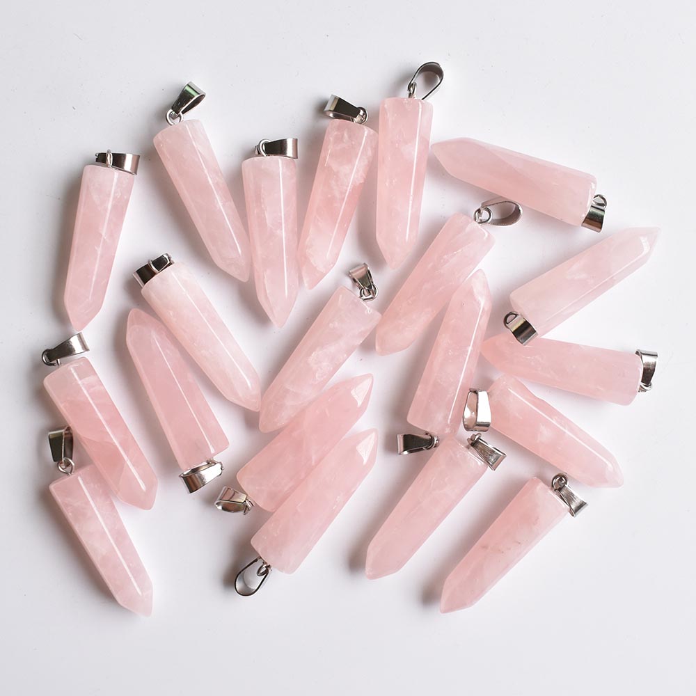 Natural Stone Hexagon Prism Charms opal Rose Quartz Tiger's Eye turquoise stone Pendants Crystal Pendants Clear Gem Stone fit necklace making ass