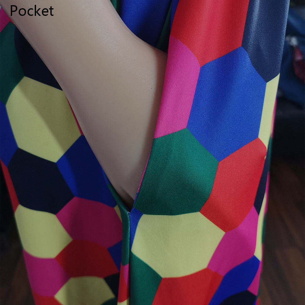 African Long Dresses For Women Maxi Party Dot Print V Neck Half Sleeve High Waist Floor Length Elegant Evening Night Wear Dress 210510