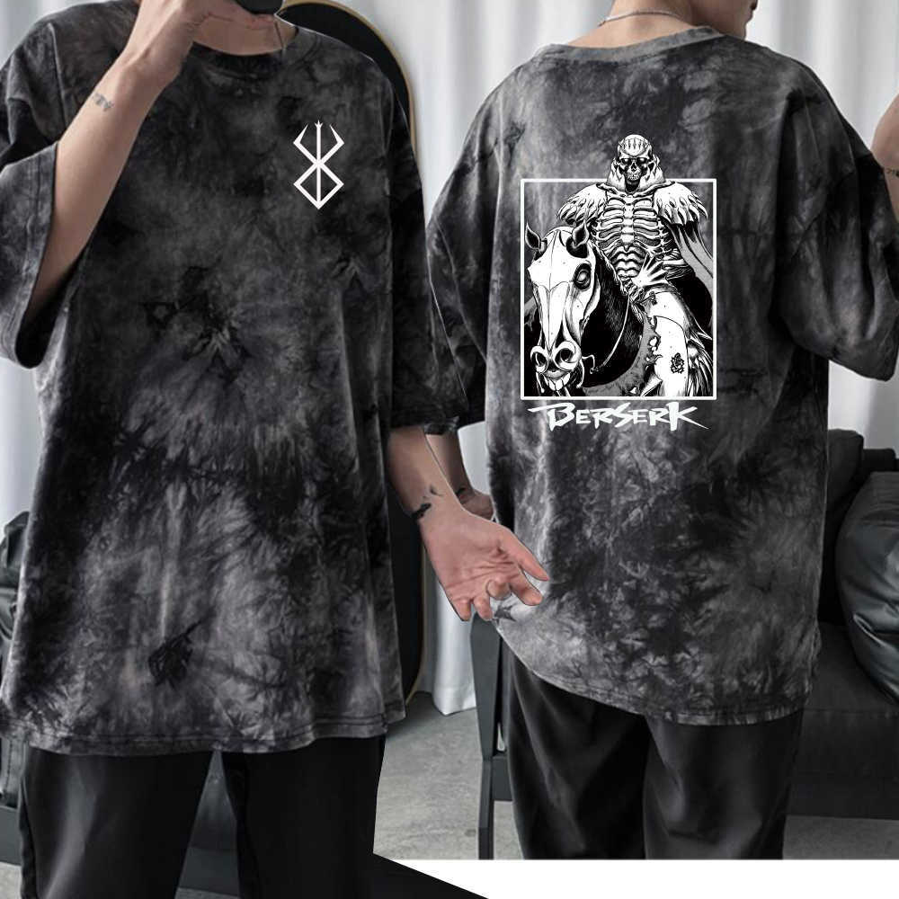 Hot Anime Berserk Tie Dye T-shirt Short Sleeve O-Neck Y0809