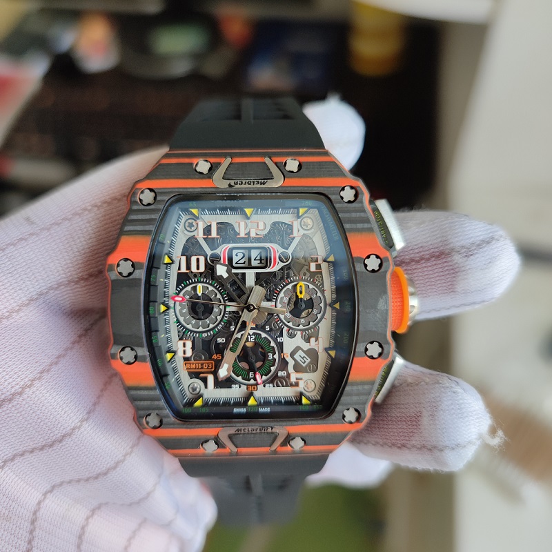 44.5mm men watch mens wristwatch waterproof soft rubber strap 11-03 McLAREN Carbon TPT NTPT sport race racing automatic watch mechanical, Blue
44.5mm men watch mens wristwatch waterproof soft rubber strap 11-03 McLAREN Carbon TPT NTPT sport race racing automatic watch mechanical, Blue