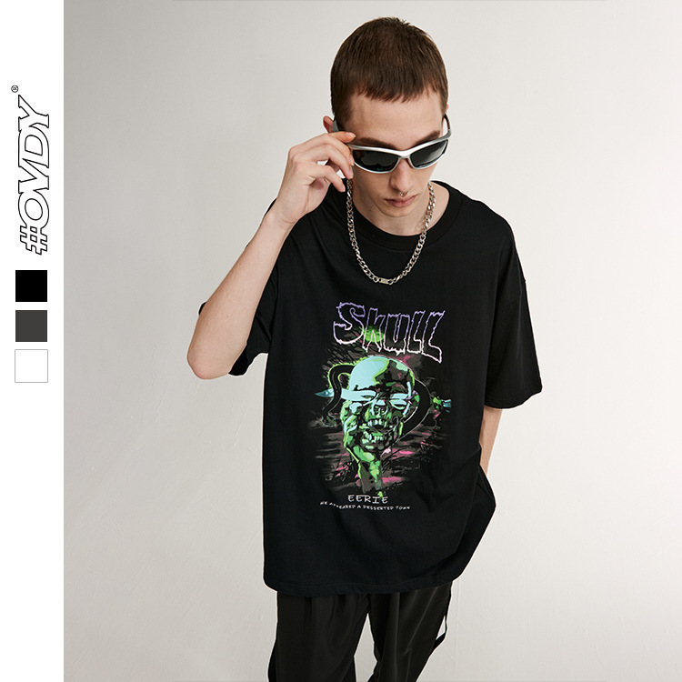 wxwovdy men's 2021 summer new fashion brand ins high street skull print loose round neck casual short sve t-shirt, White;black
wxwovdy men's 2021 summer new fashion brand ins high street skull print loose round neck casual short sve t-shirt, White;black