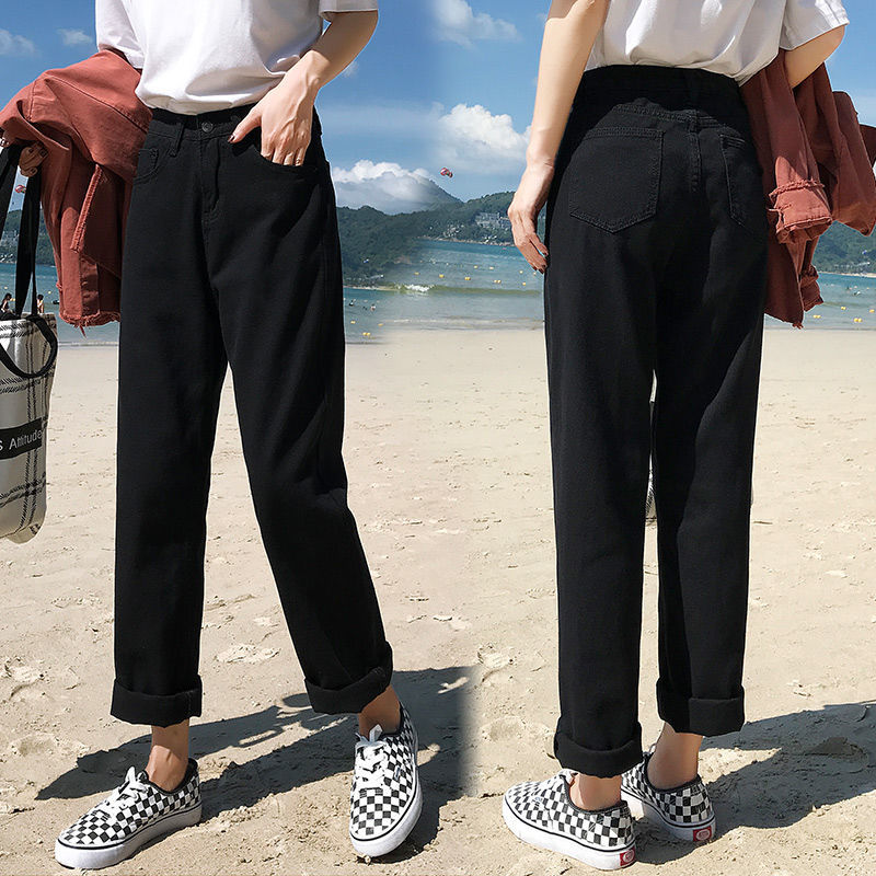 Korea Fashion Summer Women Jeans High Waist Loose Student Denim Pants All-matched Casual Straight Wide Leg D169 210512