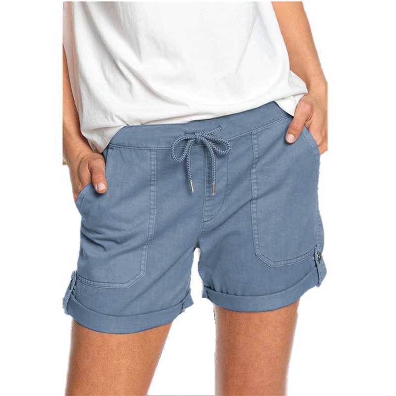 Summer Women's Shorts Fashion High Waist Loose Solid Color Wide Legs Casual Female Lace-Up Short Plus Size 210714