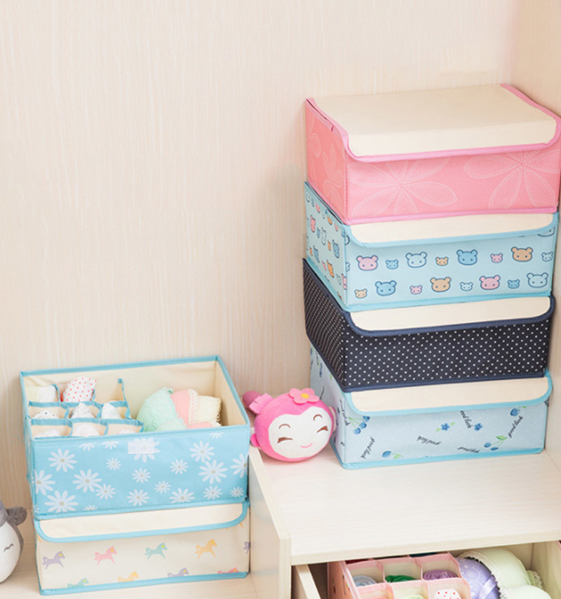 Waterproof Oxford Cloth Underwear Storage Box Home Storage Kit Drawer Closet Organizers Save Space Foldable 13 Grids