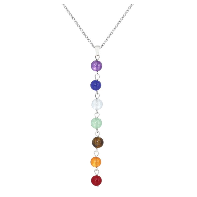 Chains Woman Beaded Necklace7 Chakra Stones Pendant Necklace Beads Gemstone Healing Jewelry Pendants Reiki Spiritual Yoga Penda