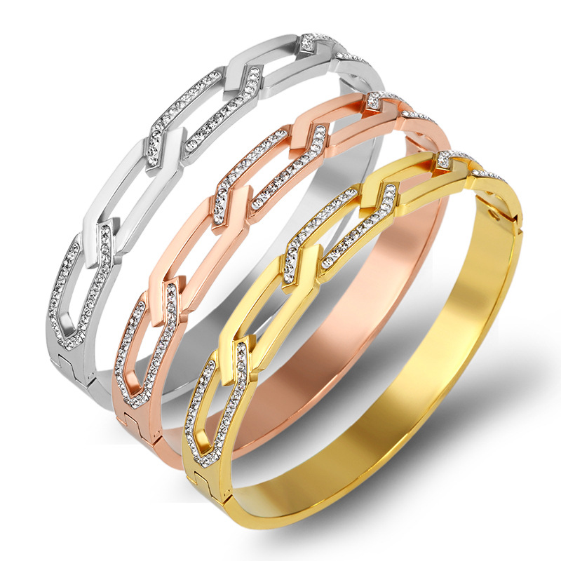 2021 bangle stainless steel chain bracelet silver rose gold bracelets women designer jewelry sticky white mud full drill clasp bangles wholesale, Black
2021 bangle stainless steel chain bracelet silver rose gold bracelets women designer jewelry sticky white mud full drill clasp bangles wholesale, Black