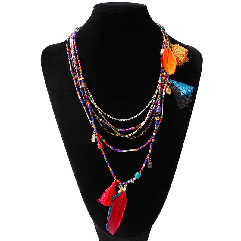Pendant Necklaces F&U Multicolor Feather Small Beads Bohemia Fine Jewelry Fashion Metal Chain Resin Women#N324
Pendant Necklaces F&U Multicolor Feather Small Beads Bohemia Fine Jewelry Fashion Metal Chain Resin Women#N324