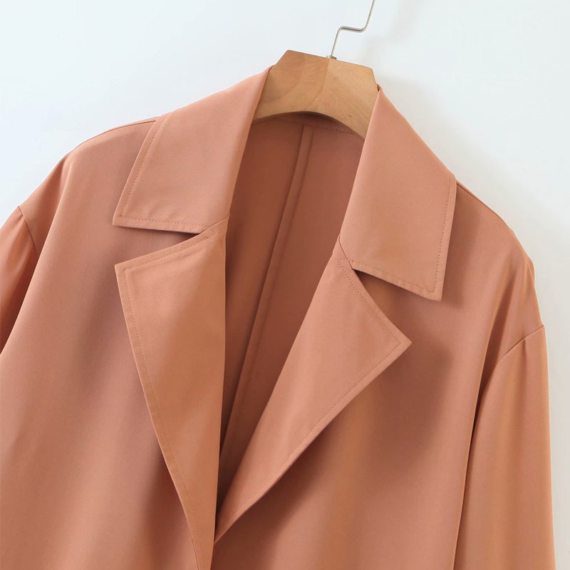 Autumn Product Solid Color Loose Long-sleeved Drape Woman's Jacket Long Over-the-knee Temperament Female Coat Tops 210507