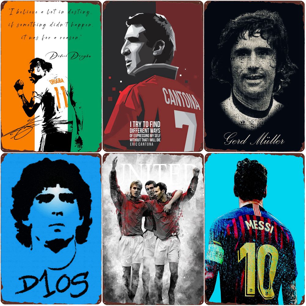 Paintings Football Player Vintage Metal Poster Tin Sign Bar Club Cafe Home Room Wall Decor legend Iron Painting 20*30 cm
Paintings Football Player Vintage Metal Poster Tin Sign Bar Club Cafe Home Room Wall Decor legend Iron Painting 20*30 cm