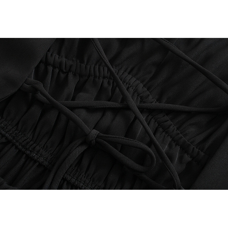 Beach Skirt Female Summer Seaside Vacation Little Black Dress Long Sexy Backless Dresses Vintage Chic 210514