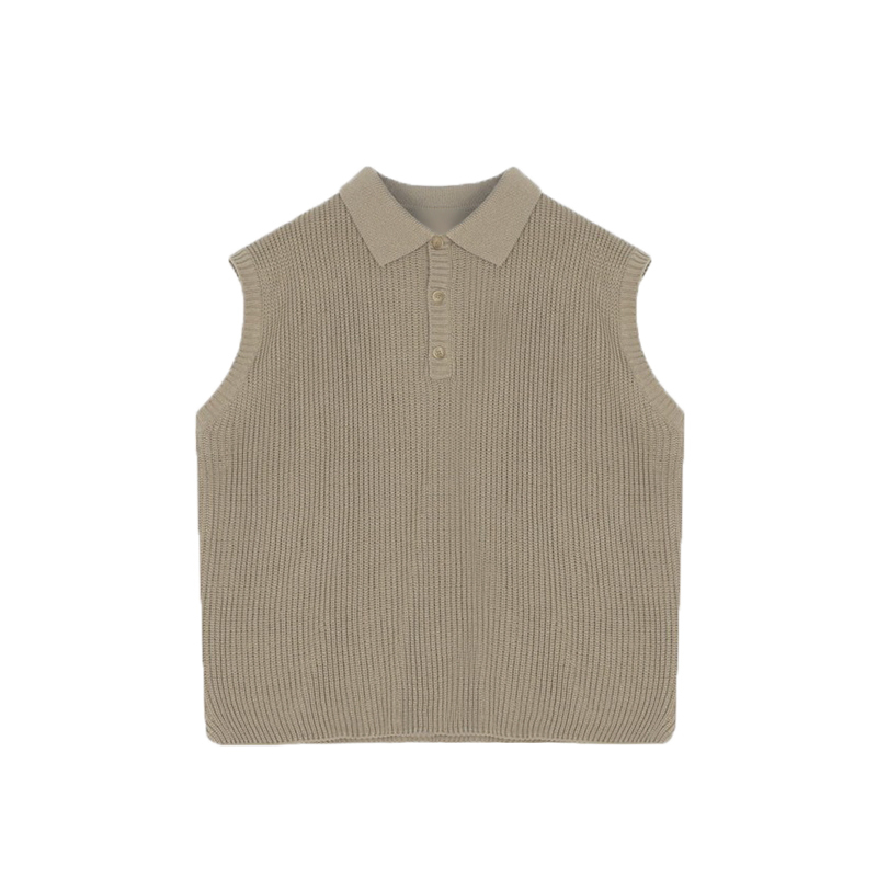 IEFB Men's Kint Waistcoat Handsome Trend Korean Fashion Sleeveless Polo Collar Vest Personality Knitted Tops 9Y5737 210524