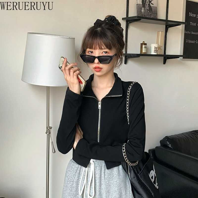 WERUERUYU Black Jacket Street Wear Womens Coats Long Sleeve Turn-Down Zipper Short Jacket Fashion 210608, Photo color
WERUERUYU Black Jacket Street Wear Womens Coats Long Sleeve Turn-Down Zipper Short Jacket Fashion 210608, Photo color