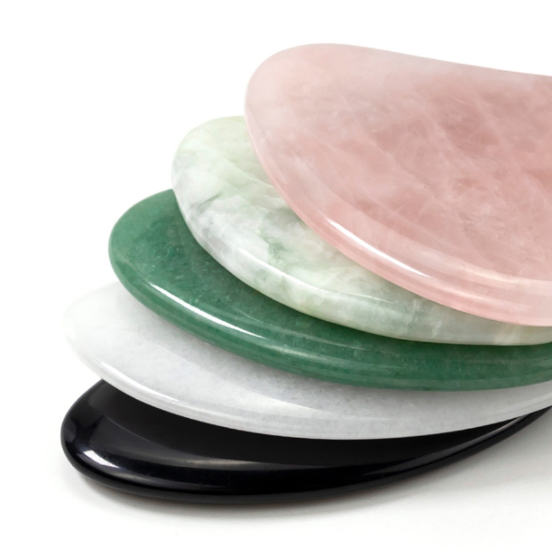 Wholesale Rose green white purple Quartz Jade stone Guasha Board Pink Natural Stones Scraper Gua Sha Tools Face Neck Back Body heath tool