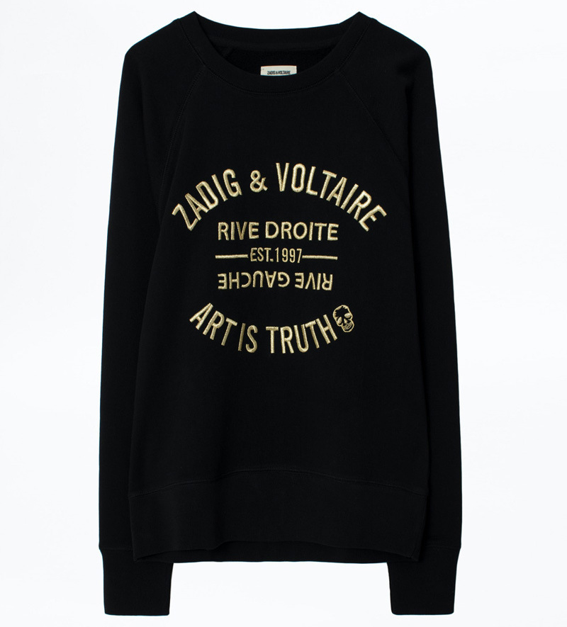 French minority Zadig women's classic hoodie white letter silver embroidery cotton embroidered sweater long sleeve hoodies ZV216101
French minority Zadig women's classic hoodie white letter silver embroidery cotton embroidered sweater long sleeve hoodies ZV216101