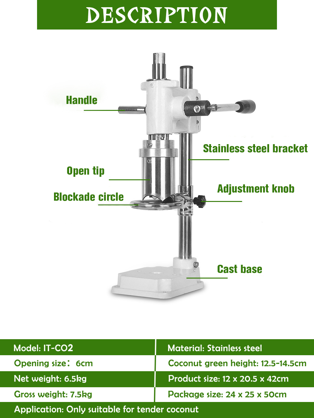 Commercial Lever Style Openers Hand Press Green Coconut Opening Holing Machine Small Manual Fresh Coconuts Hole Punching Machines