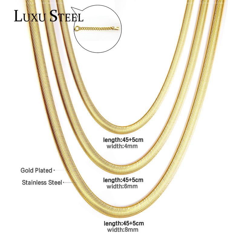 Chains LUXUSTEEL Stainless Steel Flat Necklaces Women Men Gold Color Big Size 4mm 6mm 8mm 45cm+5cm Hiphop Necklace Collars, Silver
Chains LUXUSTEEL Stainless Steel Flat Necklaces Women Men Gold Color Big Size 4mm 6mm 8mm 45cm+5cm Hiphop Necklace Collars, Silver