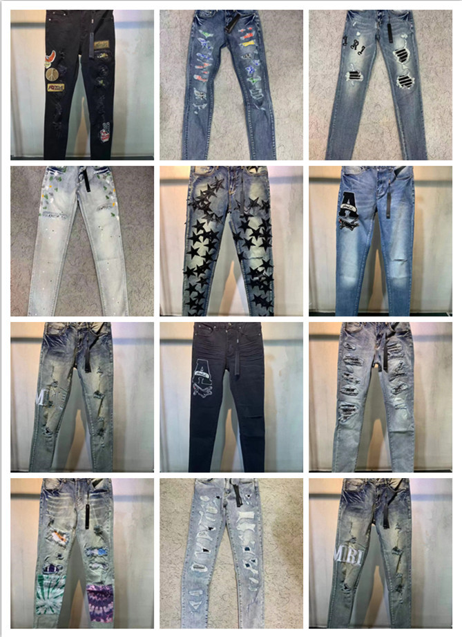 2021 Amir Mens jean Distressed Ripped Bikers Man Luxury Designer Jeans Slim Fit Motorcycle Biker Denim For Men S Black pour hommes, Blue
2021 Amir Mens jean Distressed Ripped Bikers Man Luxury Designer Jeans Slim Fit Motorcycle Biker Denim For Men S Black pour hommes, Blue