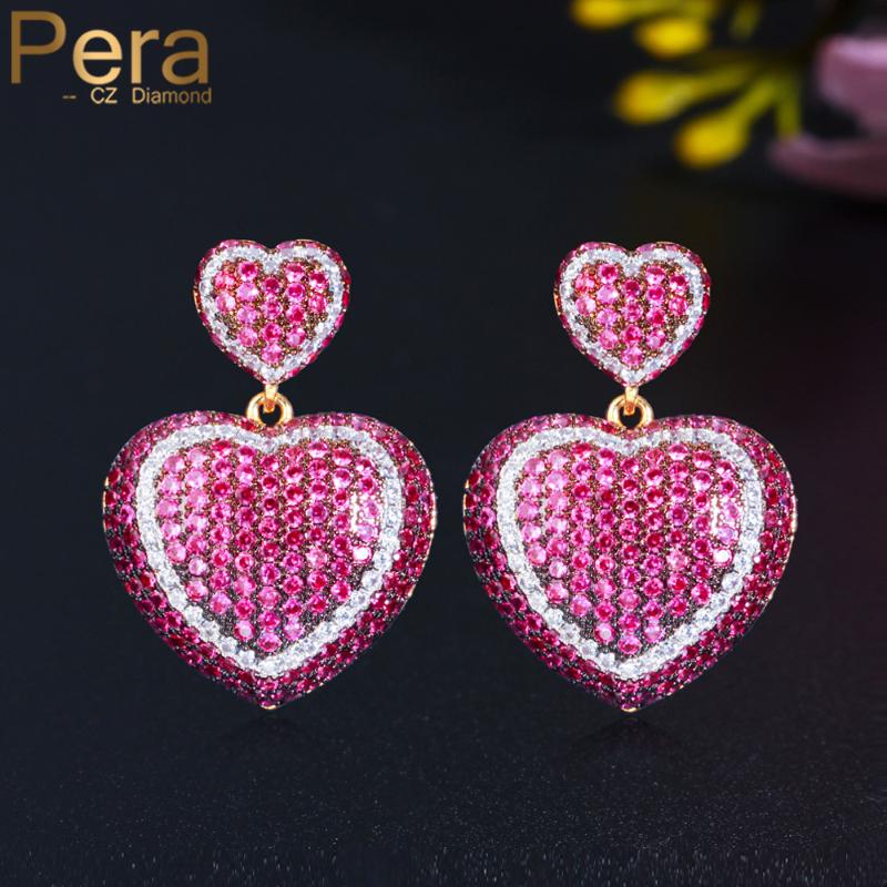 Pera Romantic Pink Cubic Zirconia Dangle Big Love Heart Shape Drop Earrings For Lover Wedding Anniversary Jewelry Gift E658 & Chandelier, Silver
Pera Romantic Pink Cubic Zirconia Dangle Big Love Heart Shape Drop Earrings For Lover Wedding Anniversary Jewelry Gift E658 & Chandelier, Silver