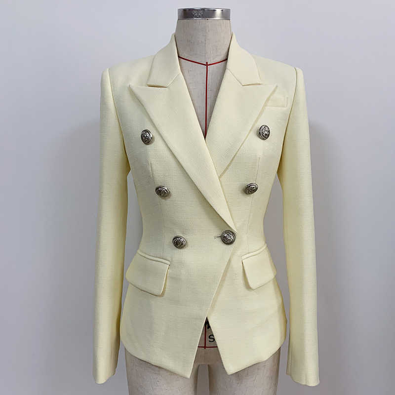 HIGH QUALITY est Classic Designer Jacket Women' Silver Lion Buttons Double Breasted Slim Fit Textured Blazer Outer Wear 210526, Beige
HIGH QUALITY est Classic Designer Jacket Women' Silver Lion Buttons Double Breasted Slim Fit Textured Blazer Outer Wear 210526, Beige
