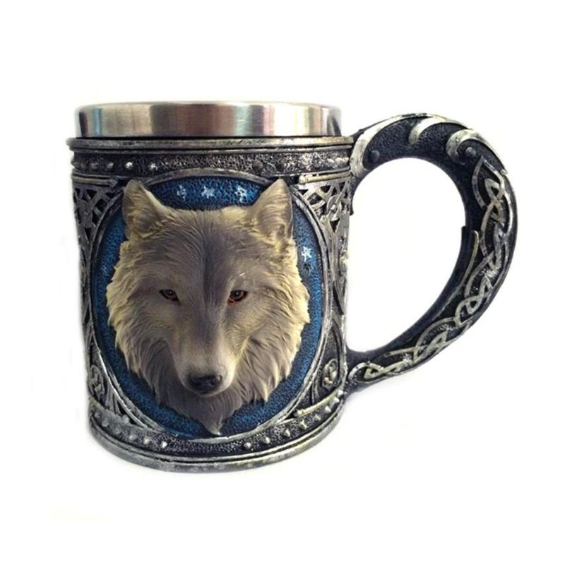 Mugs 3D Wolf King Mug Cup Retro Personality Double-layer Stainless Steel Resin Head Coffee 450ML Halloween
Mugs 3D Wolf King Mug Cup Retro Personality Double-layer Stainless Steel Resin Head Coffee 450ML Halloween