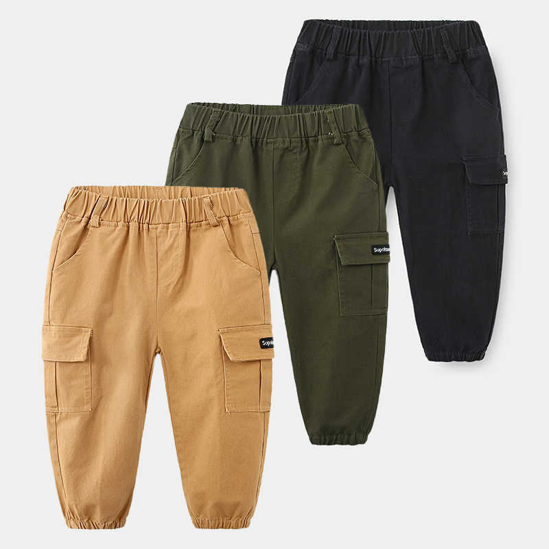 Casual Cargo Pants for Boys Kids Cotton Trousers Spring Clothes Teenage Joggers Clothing 3-10Years Students Sweatpants 210529