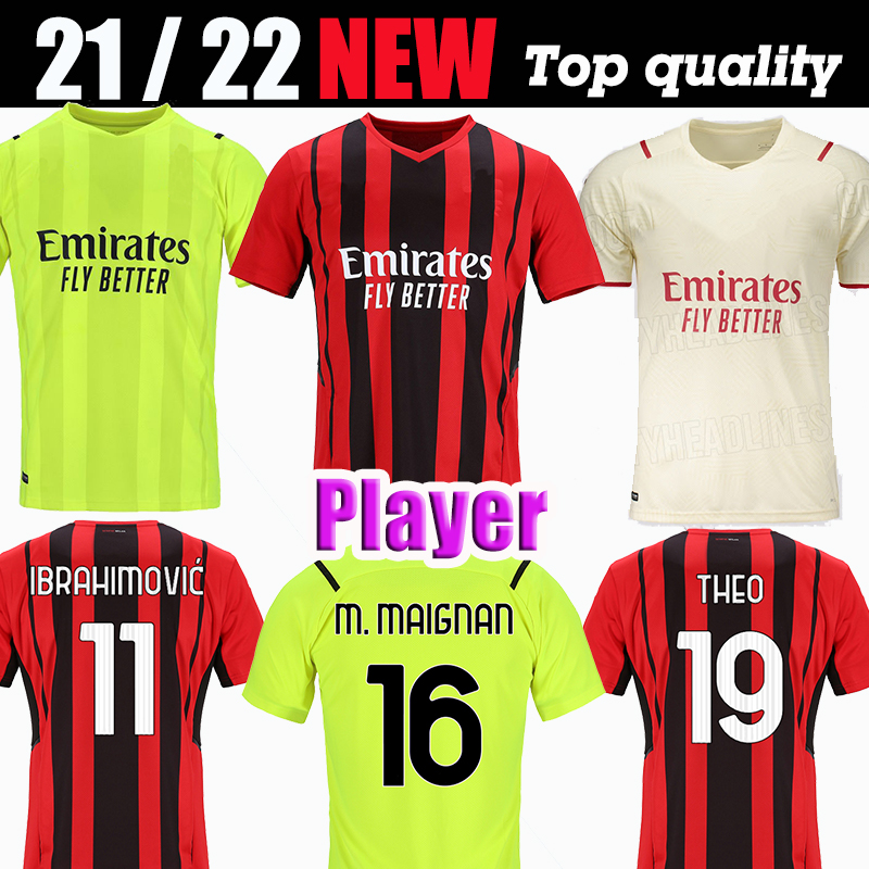 Player version 21 22 AC Soccer jerseys milan Top IBRAHIMOVIC GIROUD 2021 2022 TONALI Mandzukic KJÃR Kessie theo brahim Men sets football Kit, Black;yellow
Player version 21 22 AC Soccer jerseys milan Top IBRAHIMOVIC GIROUD 2021 2022 TONALI Mandzukic KJÃR Kessie theo brahim Men sets football Kit, Black;yellow