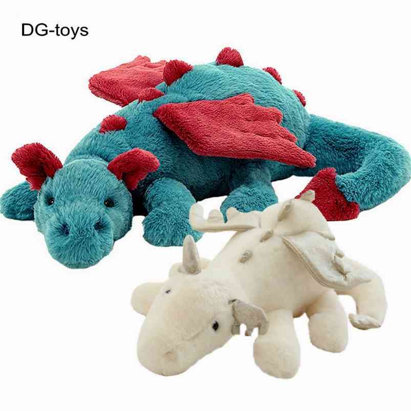 Fluffy Hair Blue Pterosauria Dragon Rabbit plush Toy Stuffed evil Red Fly Wings Fire Plushies Doll toys for Children boy 210728